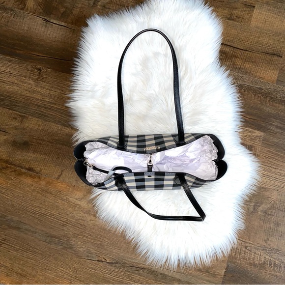 Kate Spade New York All Day Large Tote Black Gingham Tote W/ Matching Wrislet - Picture 7 of 16